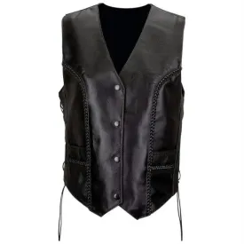 Diamond Plate Ladies&rsquo; Solid Genuine Leather Vest- M