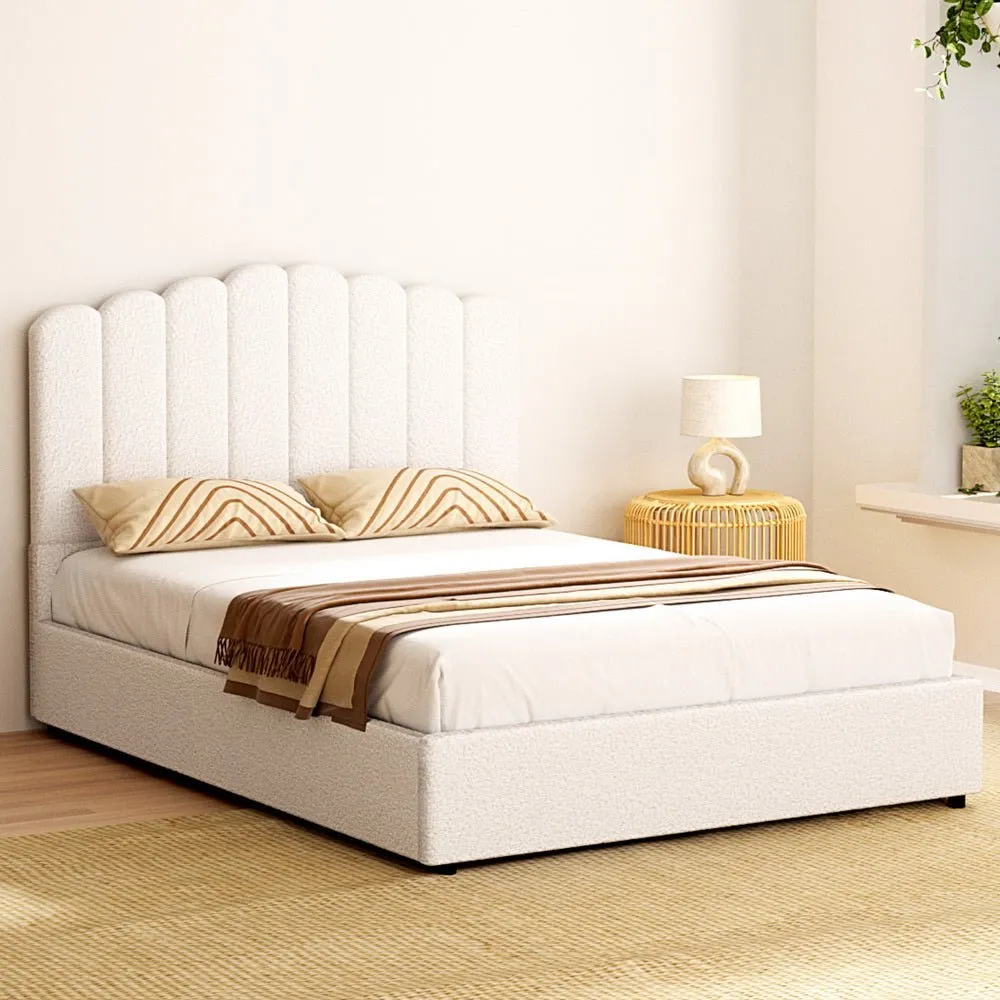 Double Package | Fion Boucle Storage Bed & Bonita Pillow Top Mattress (Medium Firm)