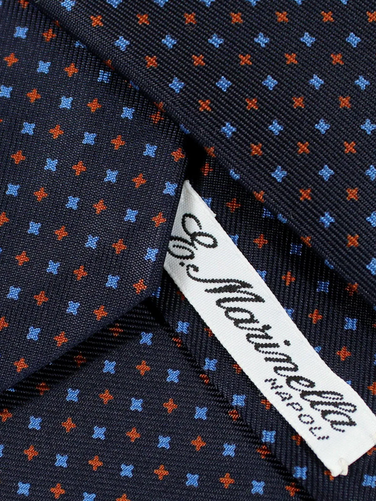 E. Marinella Silk Tie Black Blue Red Geometric