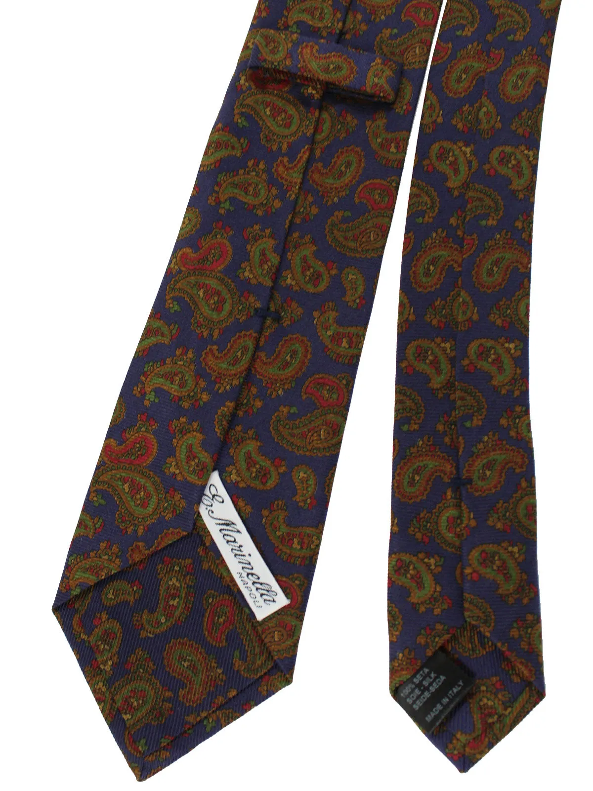 E. Marinella Silk Tie Purple Green Maroon Paisley