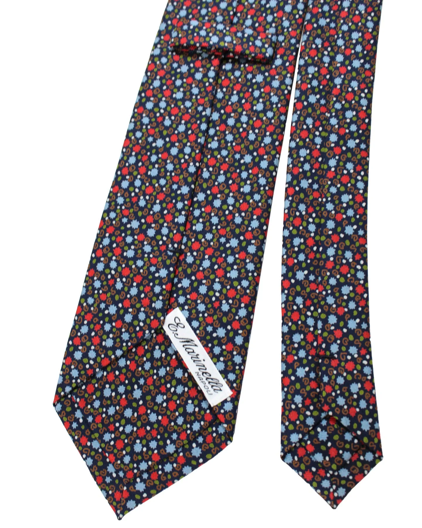 E. Marinella Tie Blue Red Brown Micro Pattern Design