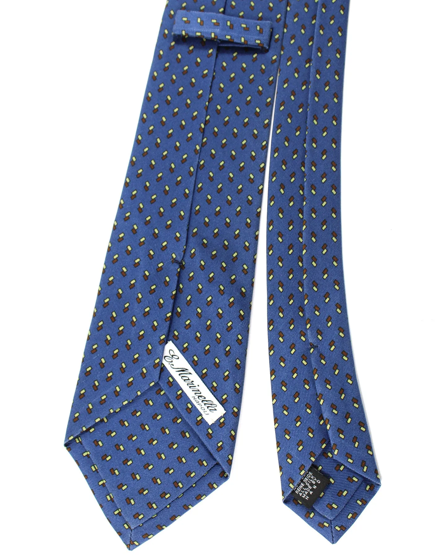 E. Marinella Tie Dark Blue Brown Geometric Design