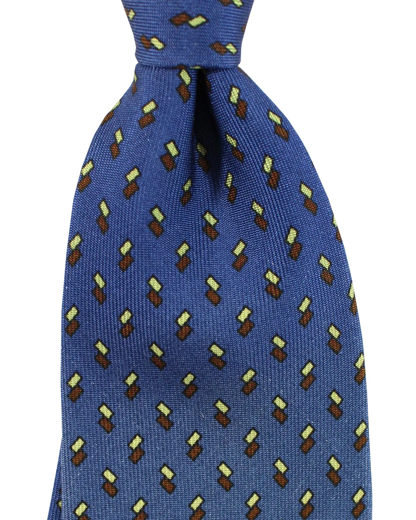 E. Marinella Tie Dark Blue Brown Geometric Design