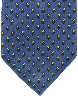 E. Marinella Tie Dark Blue Brown Geometric Design