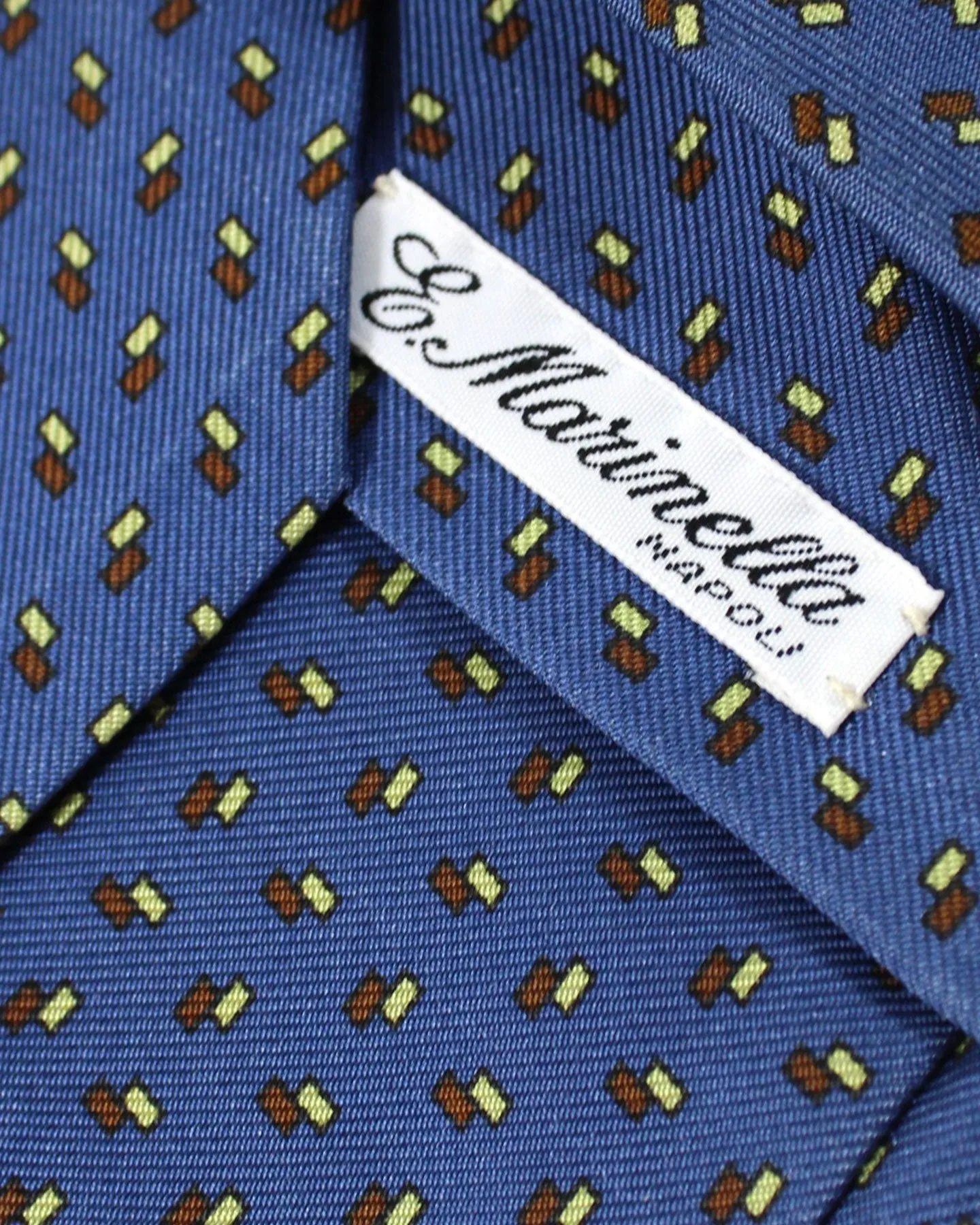 E. Marinella Tie Dark Blue Brown Geometric Design