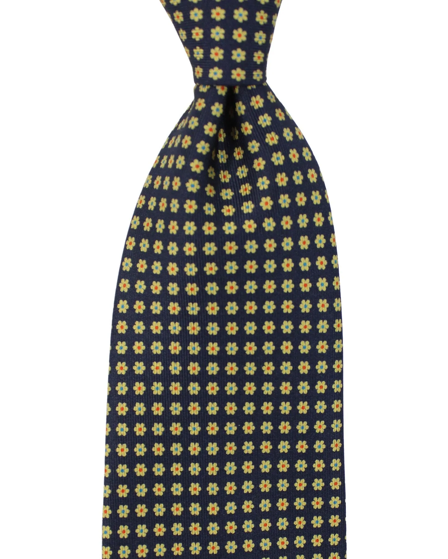 E. Marinella Tie Dark Blue Mini Flowers Design