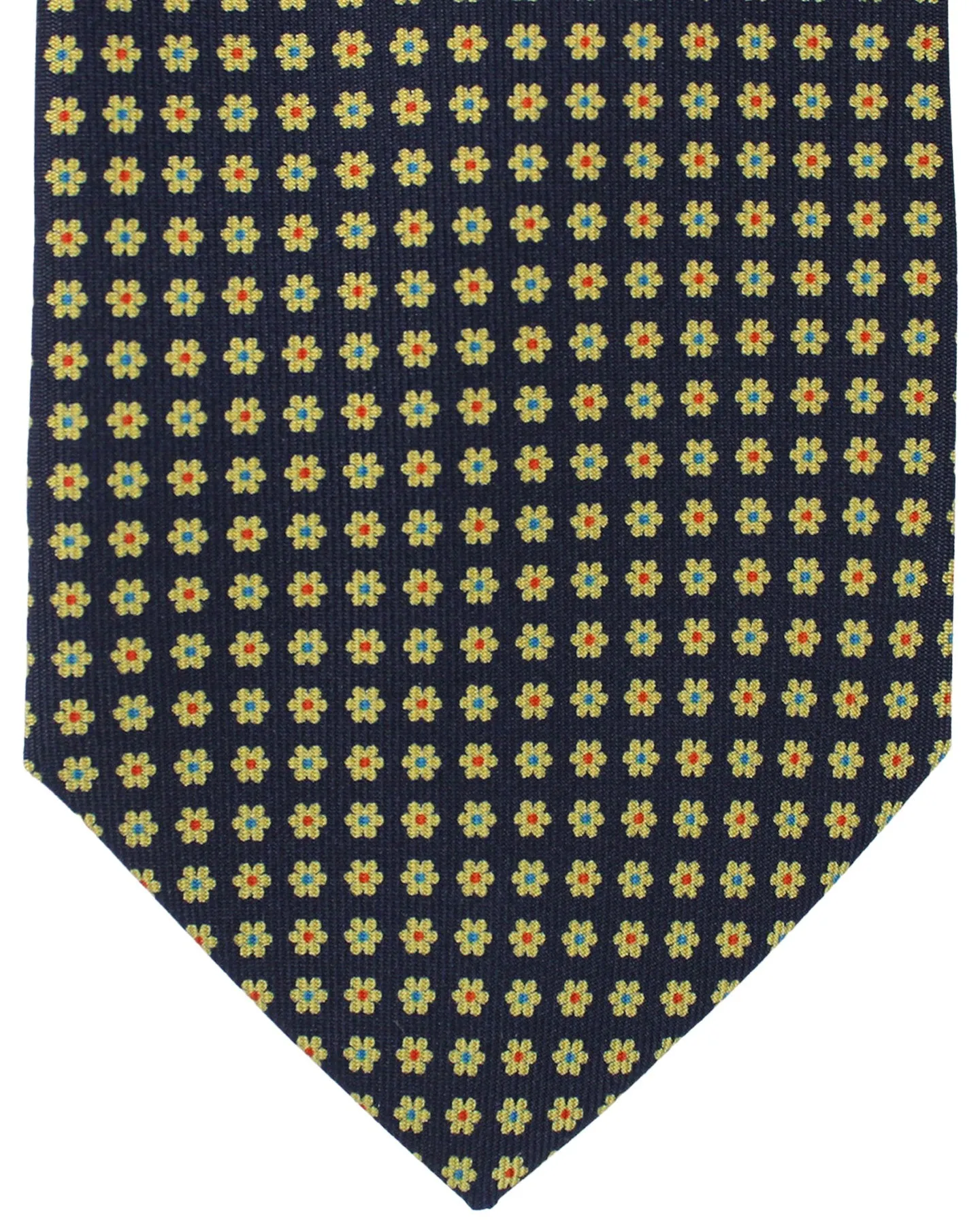 E. Marinella Tie Dark Blue Mini Flowers Design