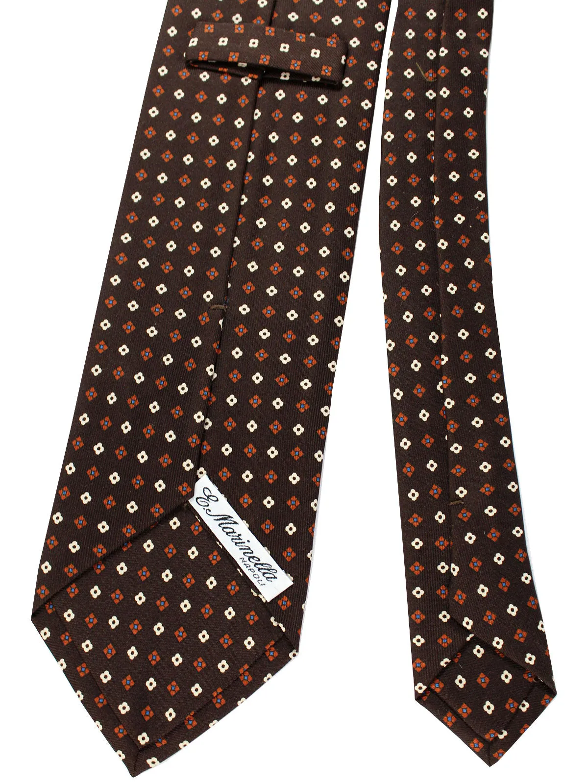 E. Marinella Tie Dark Brown Geometric Design - Wide Necktie