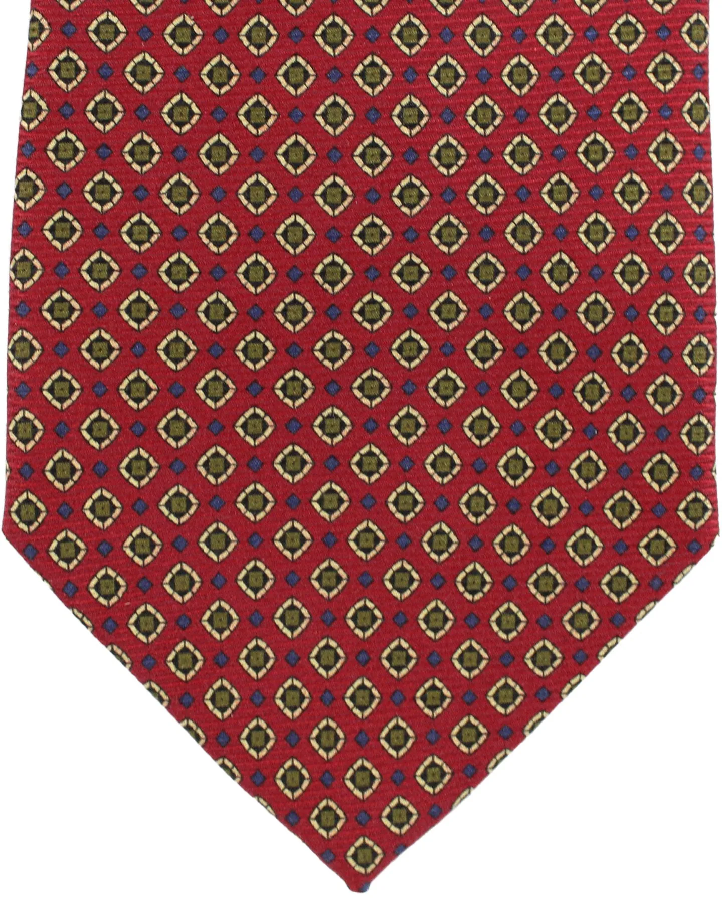 E. Marinella Tie Dark Red Olive Geometric Design