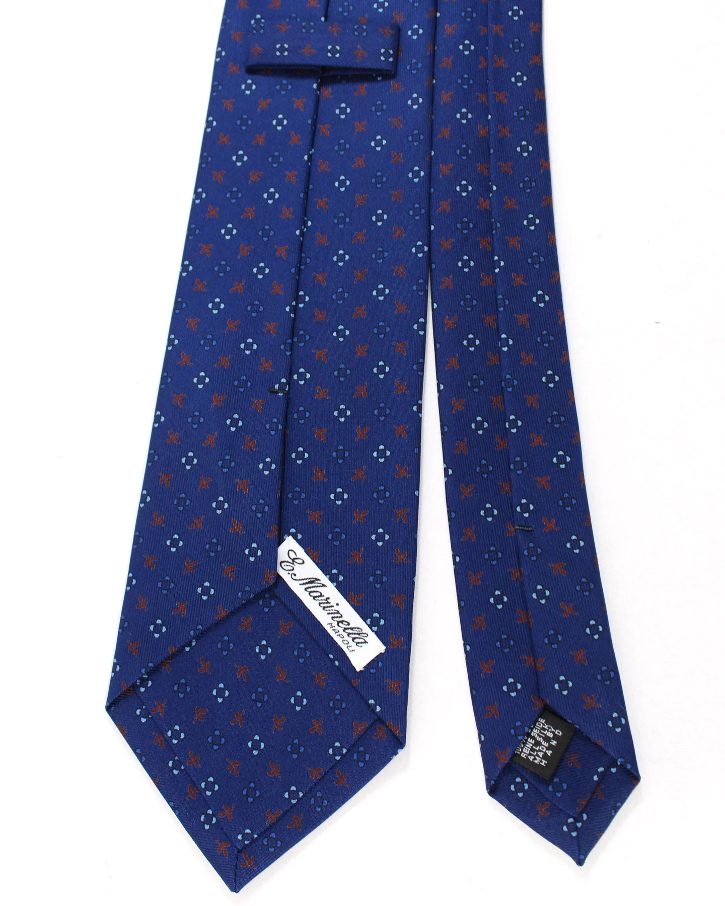 E. Marinella Tie Royal Blue Geometric Design - Wide Necktie