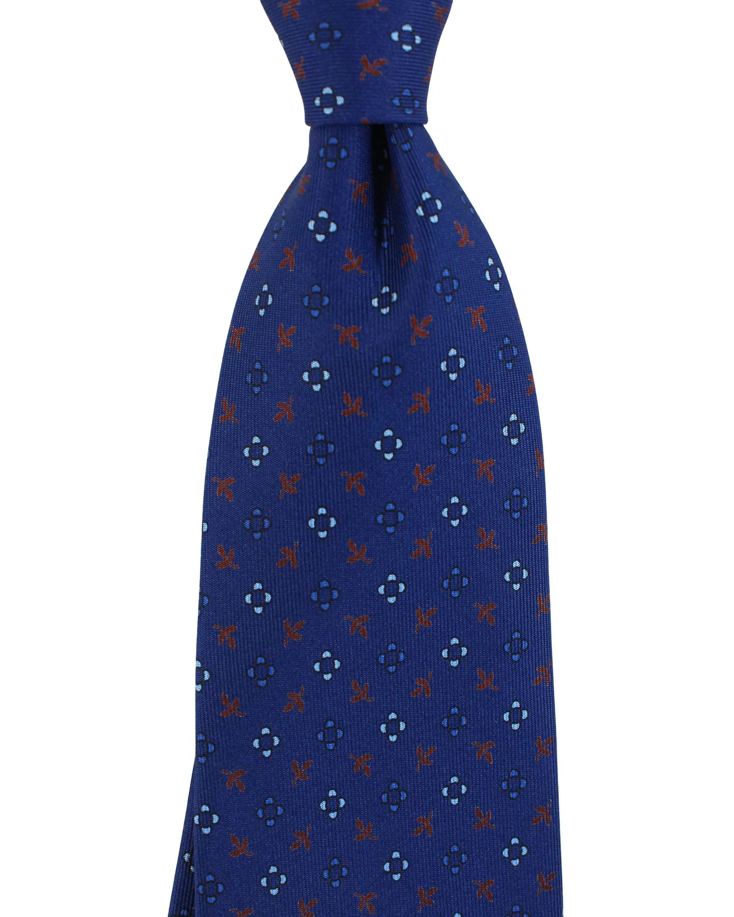 E. Marinella Tie Royal Blue Geometric Design - Wide Necktie