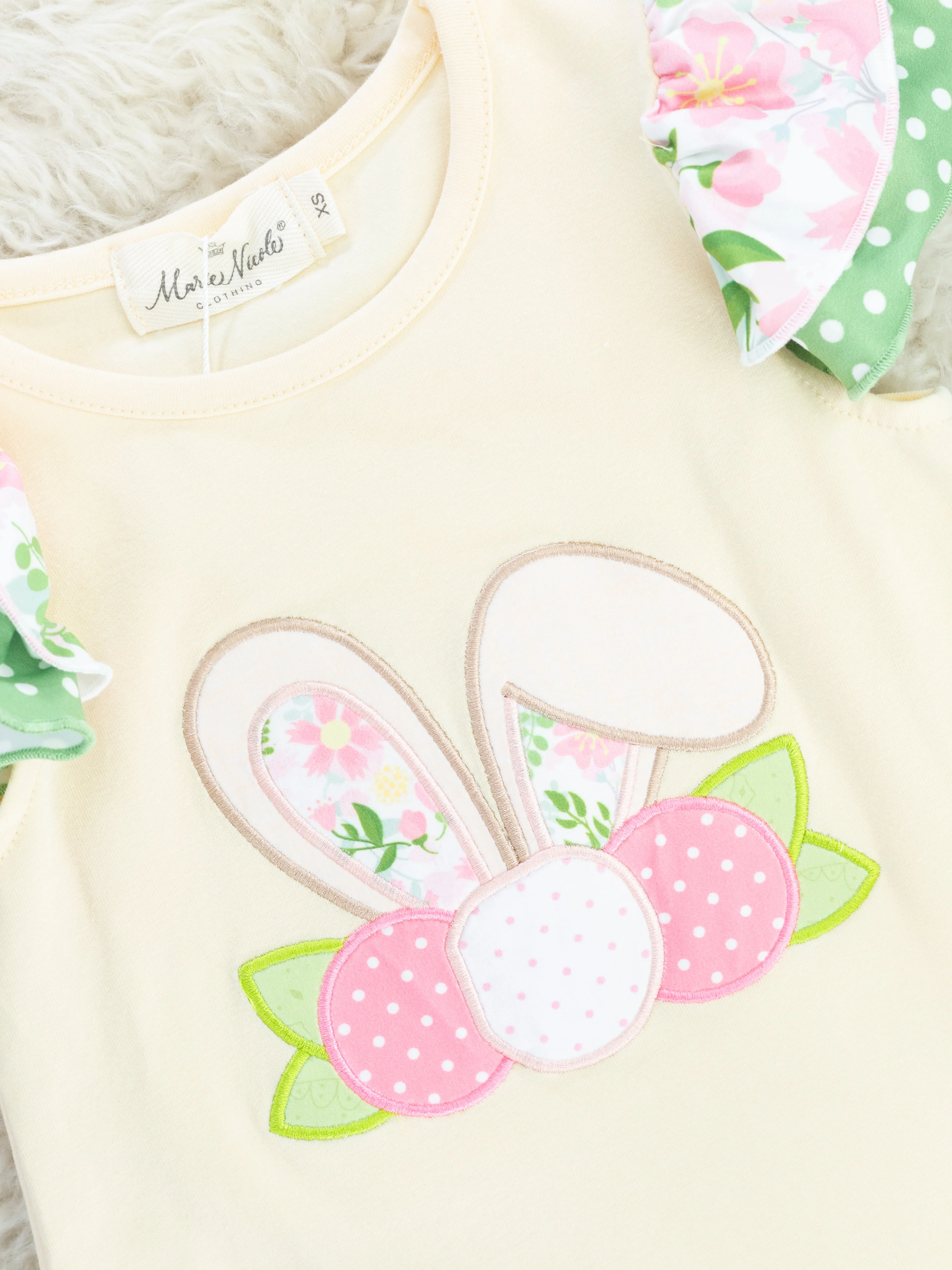 Eggshell Floral Bunny Ruffle Outfit