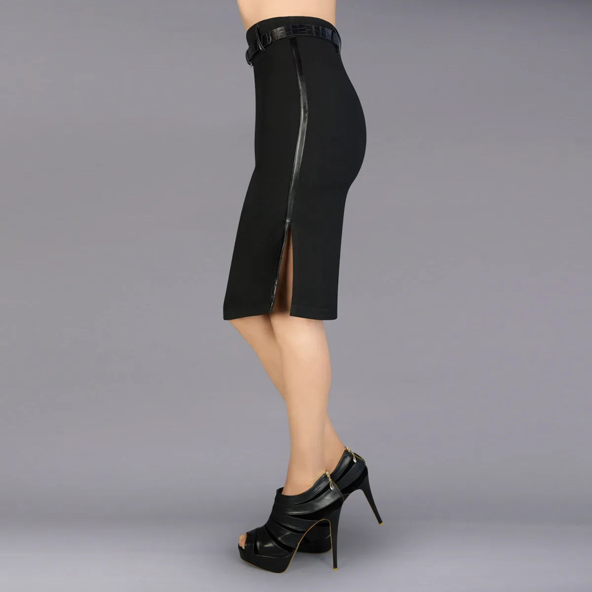 En Femme Deluxe Pencil Skirt  - Vegan Leather Detail