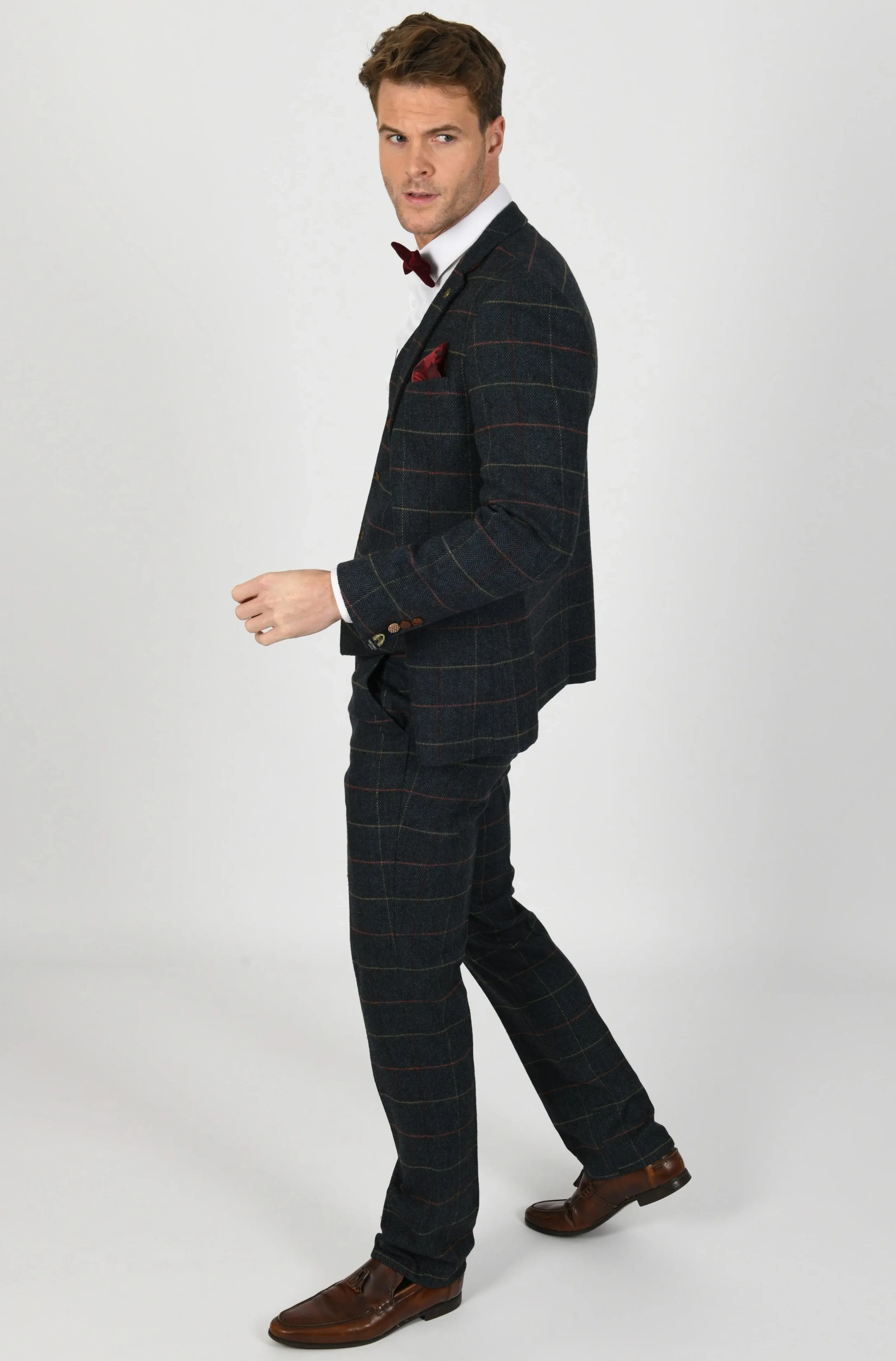 Eton Navy Check Peaky Blinder Tweed Suit | Check Suit | Wedding Wear | Office Wear