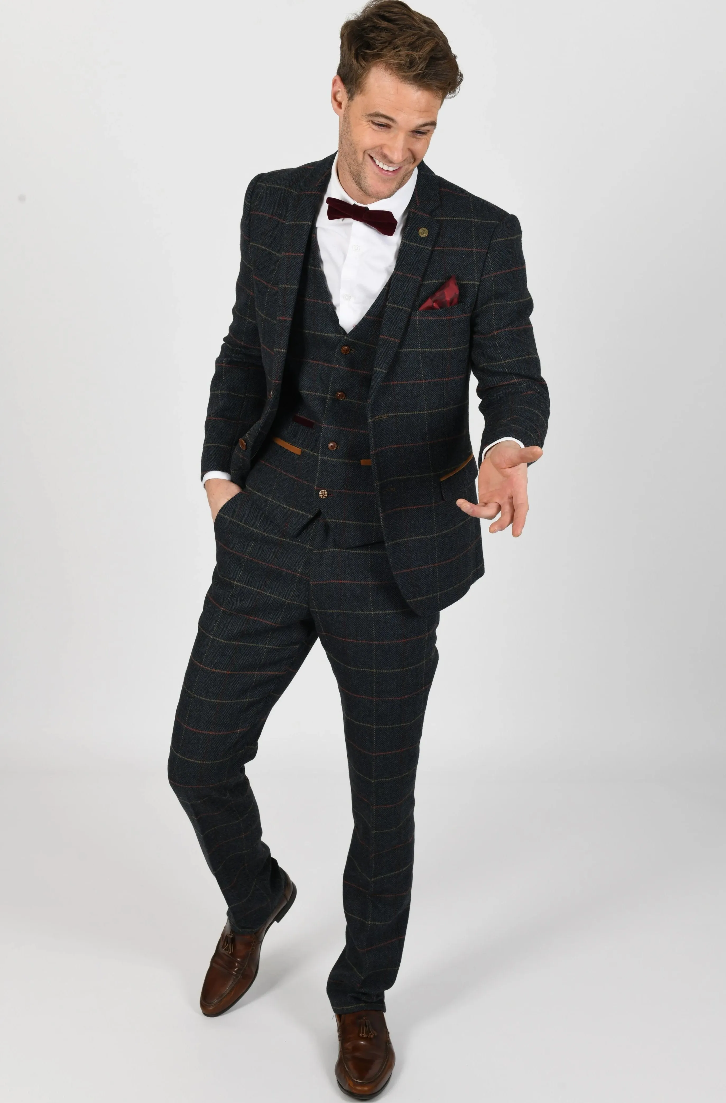 Eton Navy Check Peaky Blinder Tweed Suit | Check Suit | Wedding Wear | Office Wear