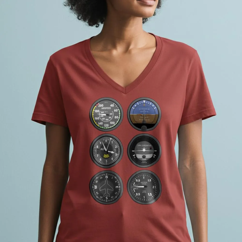 Flight Instruments - Women's V-Neck T-Shirt