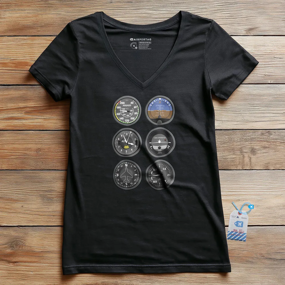 Flight Instruments - Women's V-Neck T-Shirt