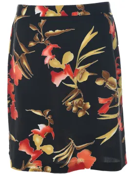 Floral Pattern Pencil Skirt - M