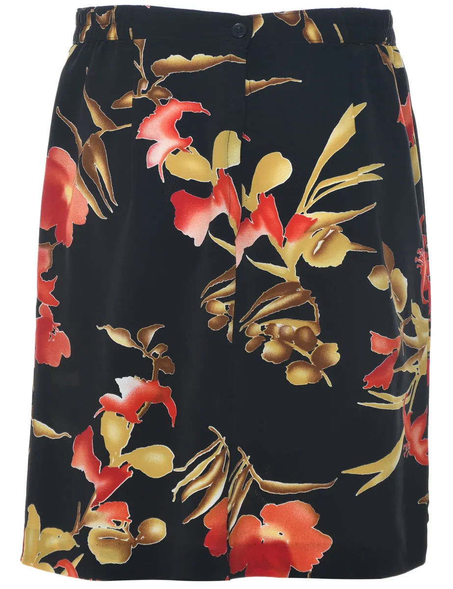 Floral Pattern Pencil Skirt - M