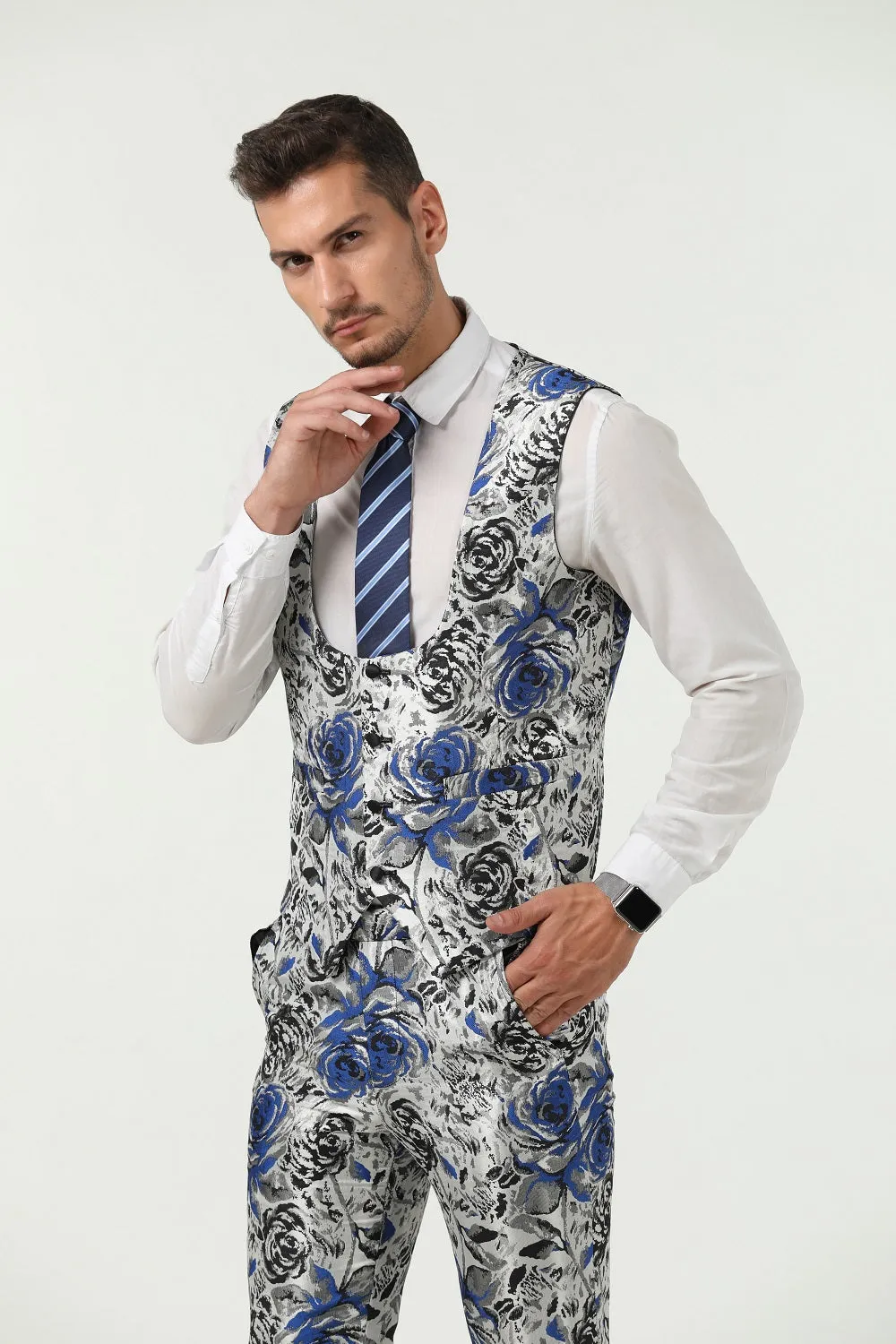 Floral Unique Patterned Party 3 Piece Men Suits