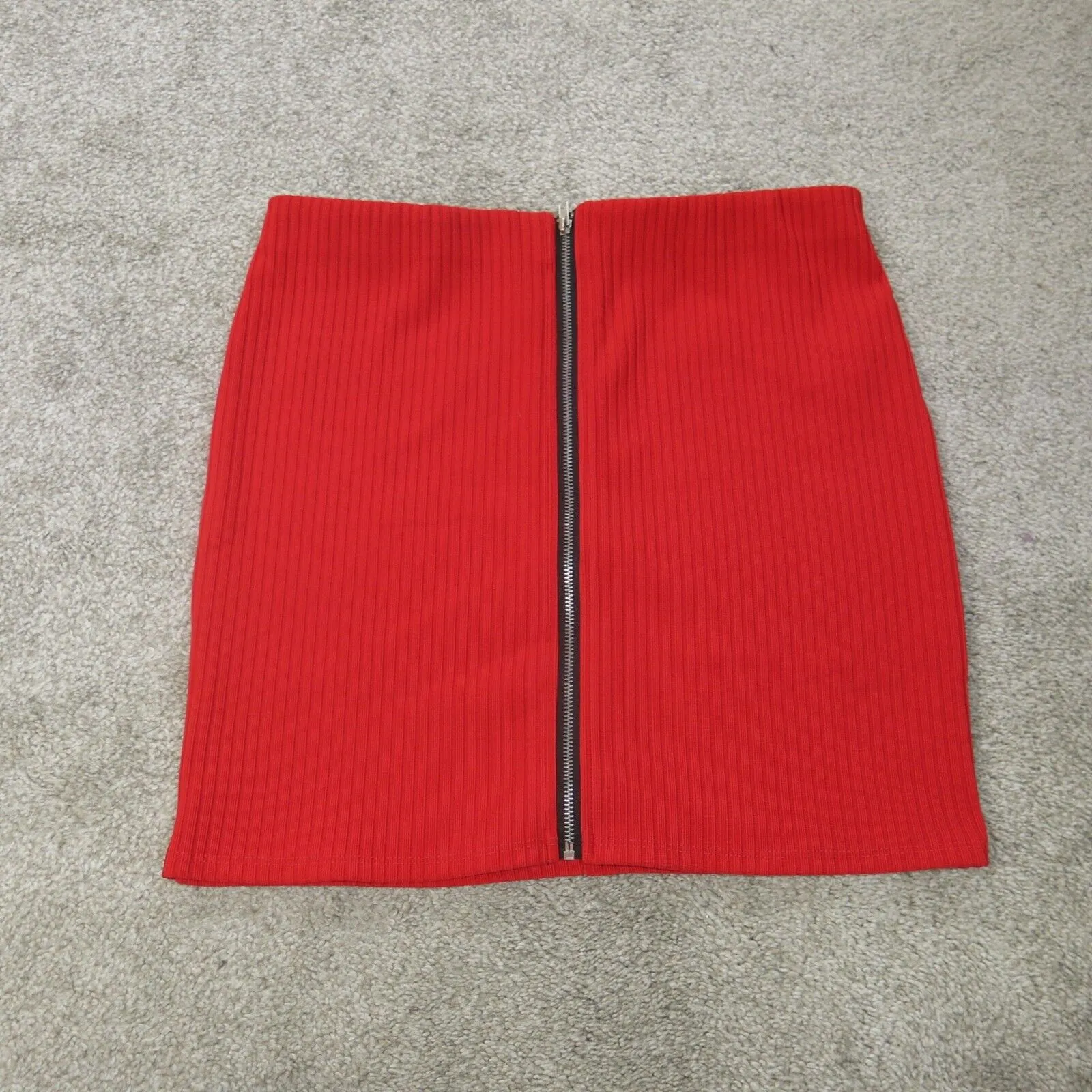 Forever 21 Skirts Womens Medium Red Back Zip Knitted Straight Pencil Mini Skirt