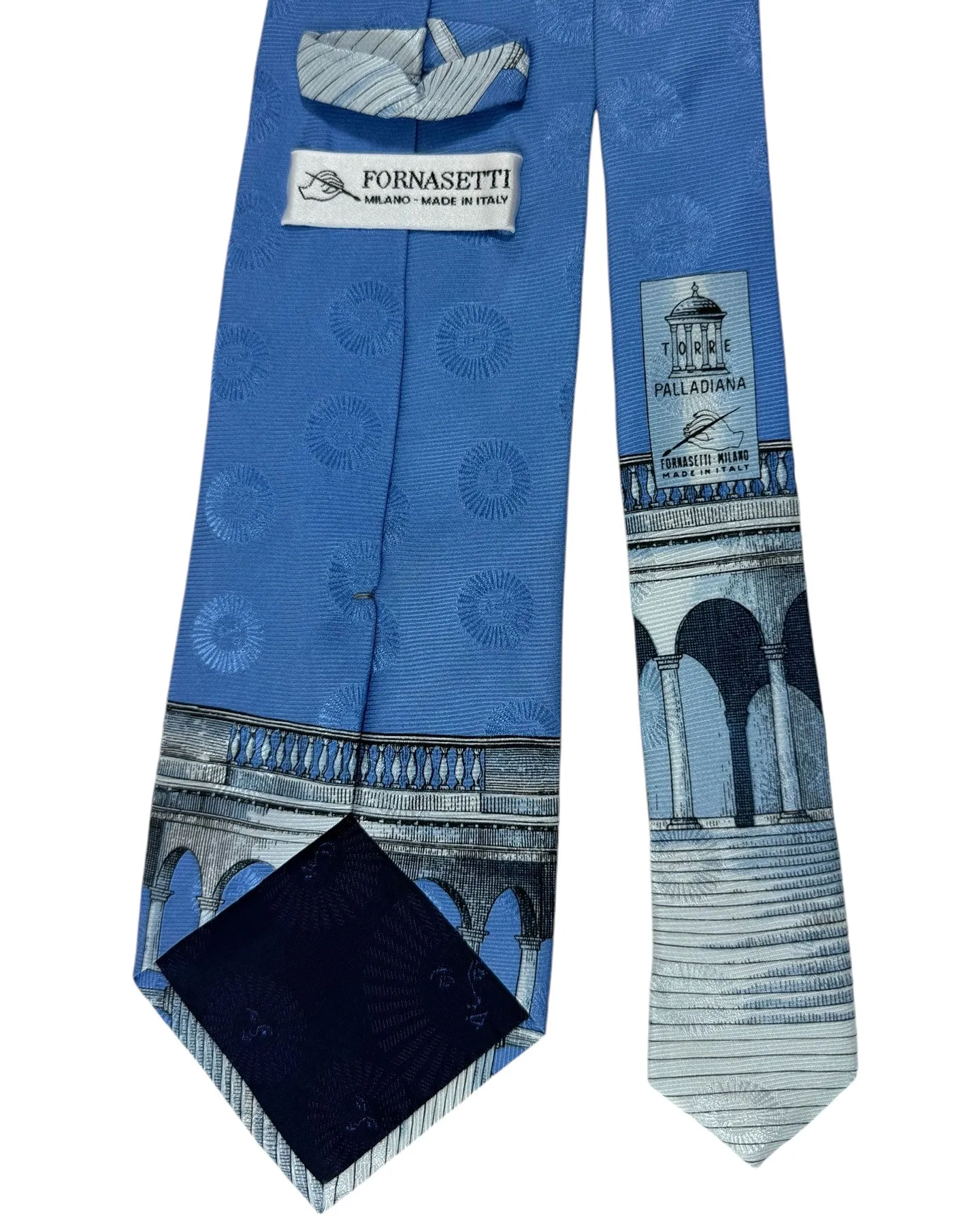 Fornasetti Tie Blue Palladiana Design - Wide Necktie