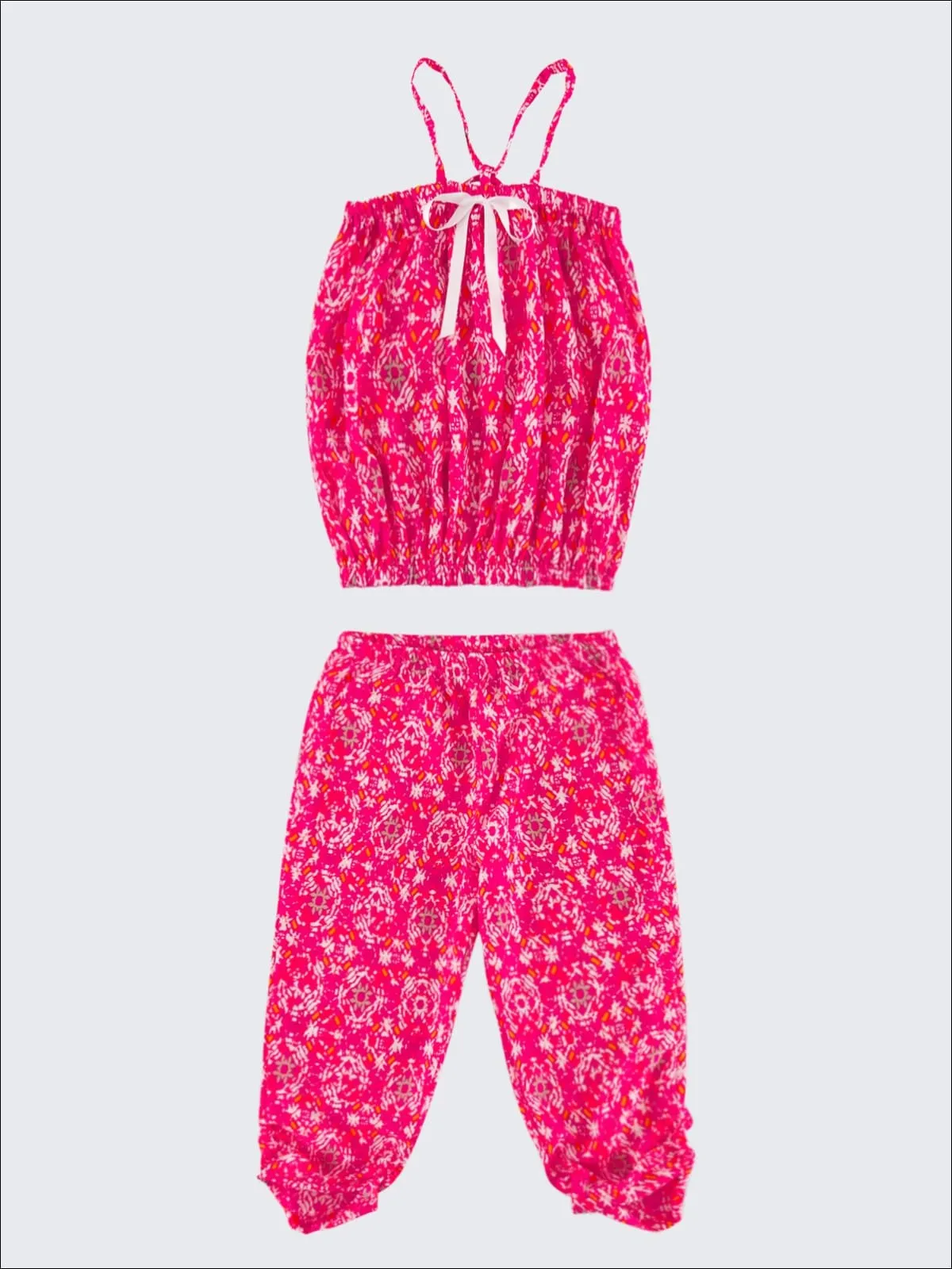 Girls Bubble Capri Set with Bow Detail