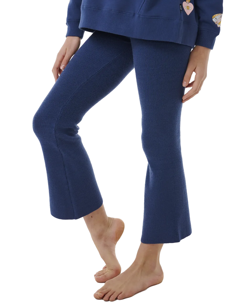 Girls Summer Solstice Knit Trousers in Washed Navy