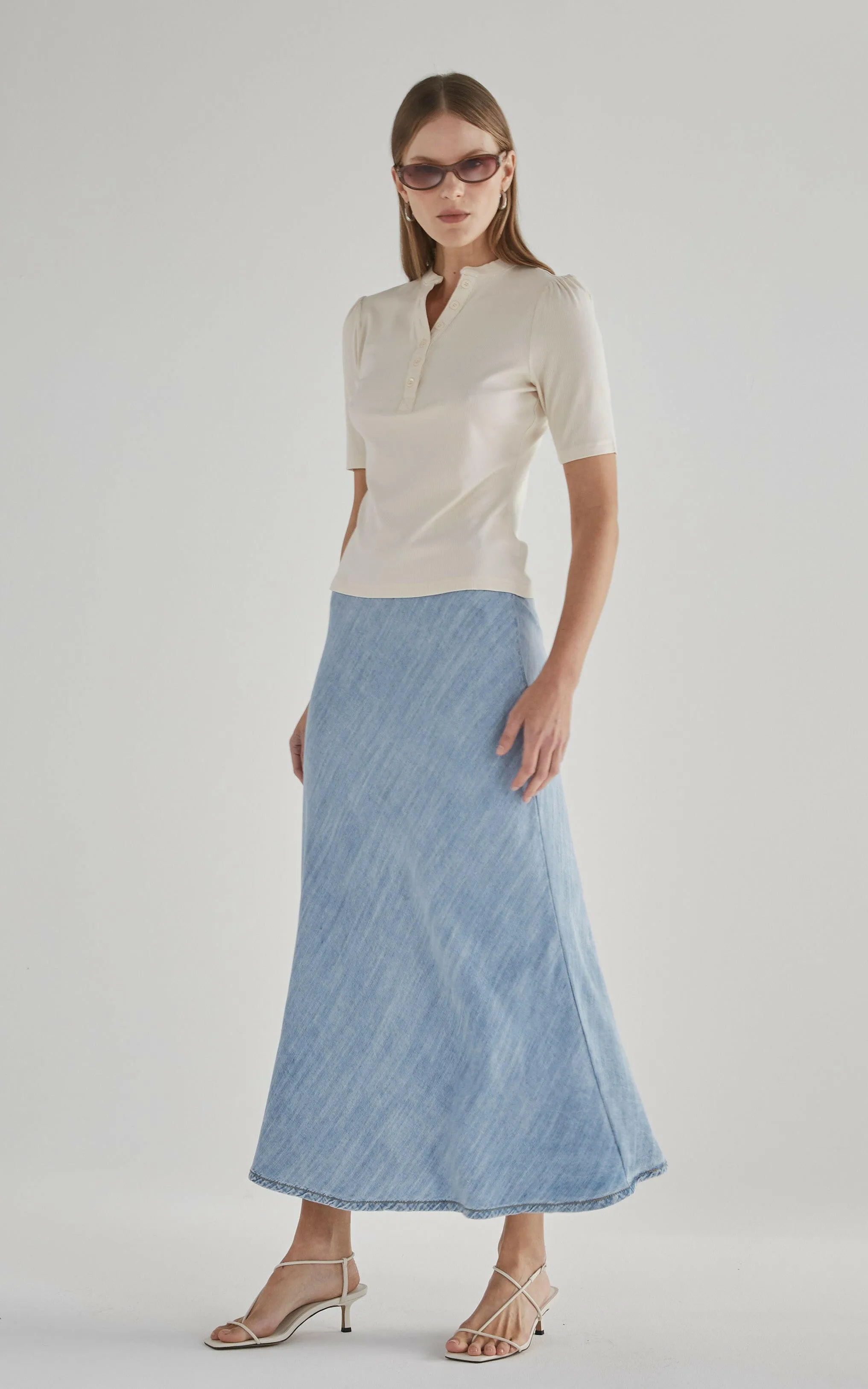 Gonna Tencel Denim Skirt