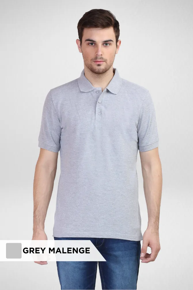 Grey Melange and Black Polo T-Shirts Combo for Men