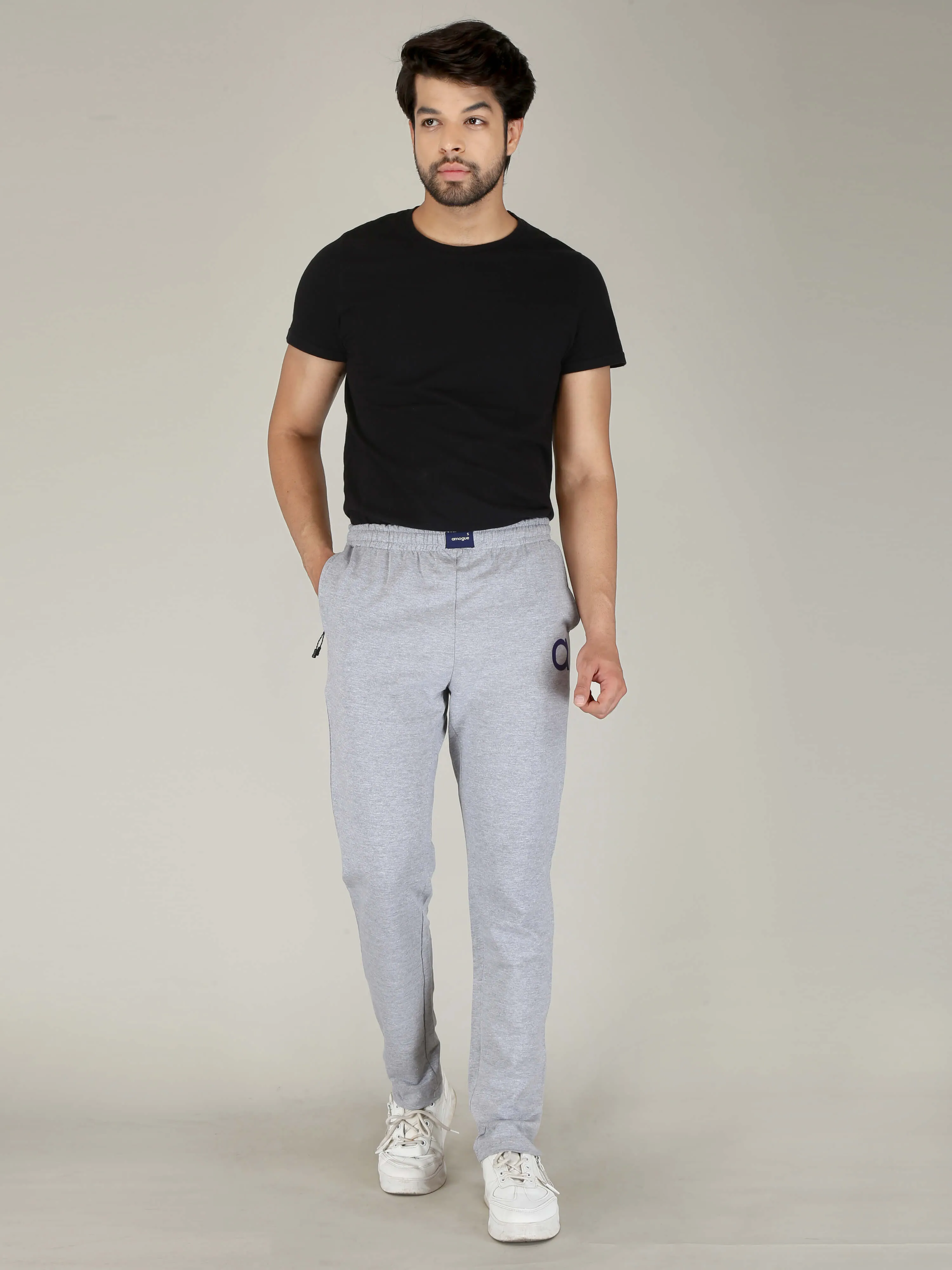 Grey Solid Pure Cotton Hosiery Pajamas for Men