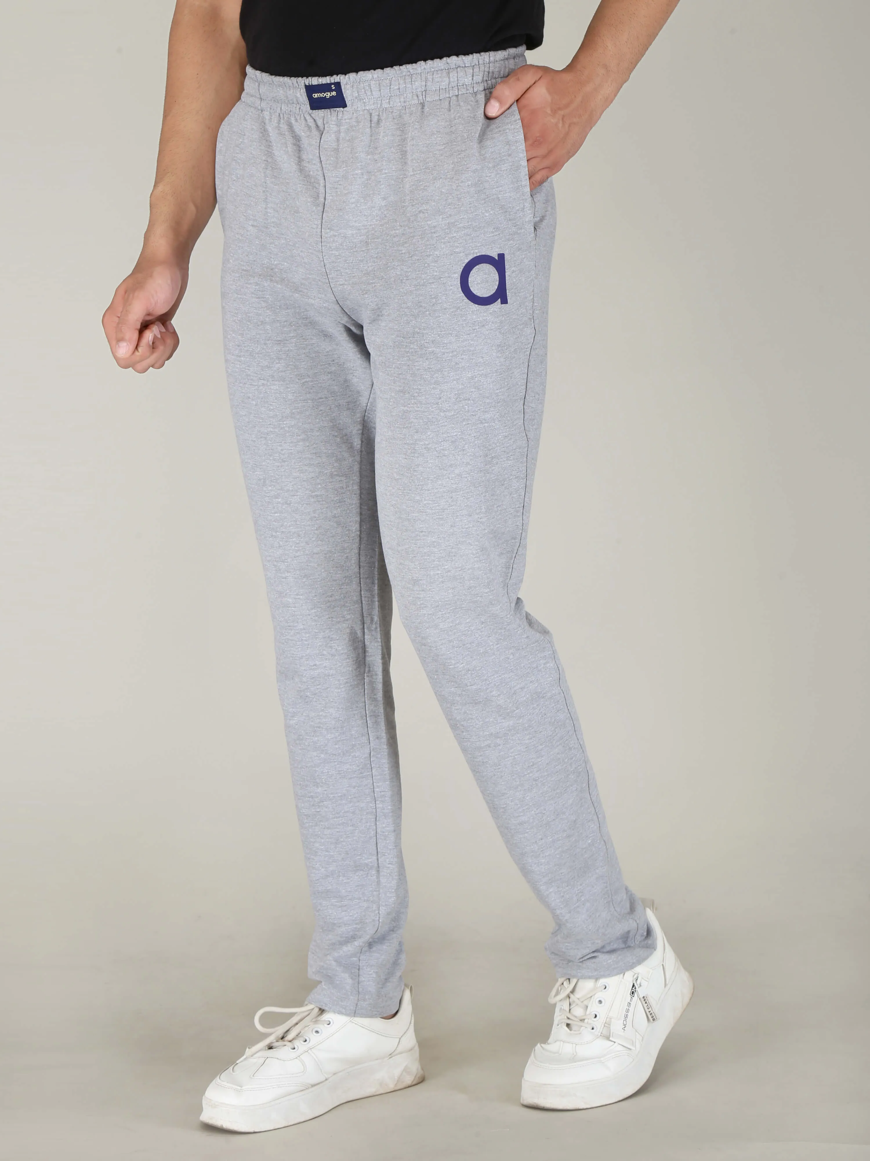 Grey Solid Pure Cotton Hosiery Pajamas for Men