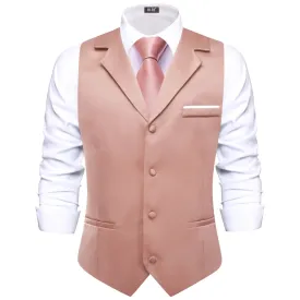 Hi-Tie LightCoral Red Waistcoat Solid Notch lapels Men's Vest