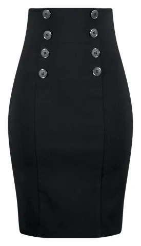 High Waist Pin Me Up Pencil Skirt in Black