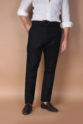 Jet Black Linen Trousers