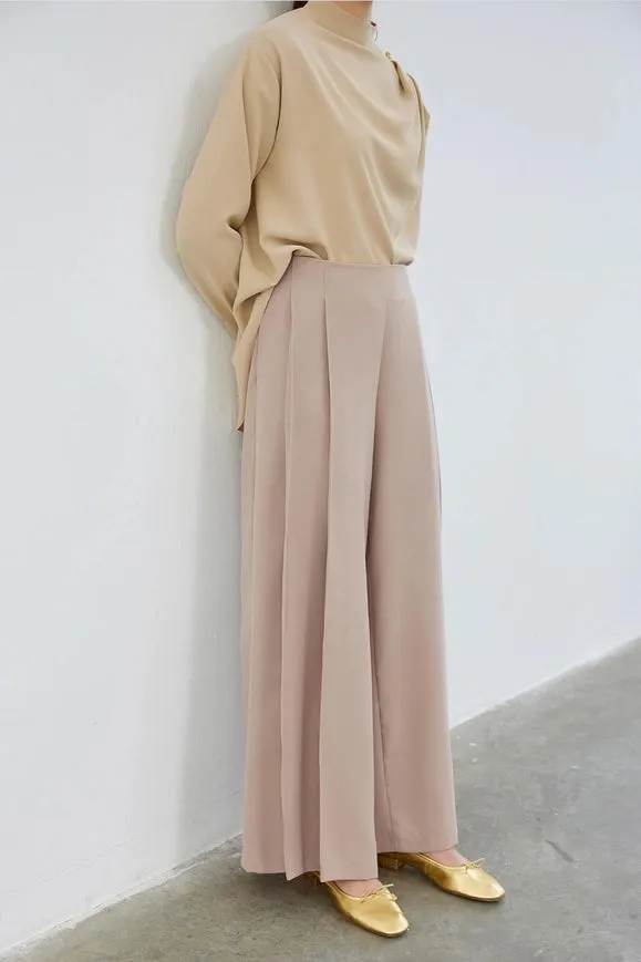 Judi Pleated Loose High Waist Trousers Cappuccino