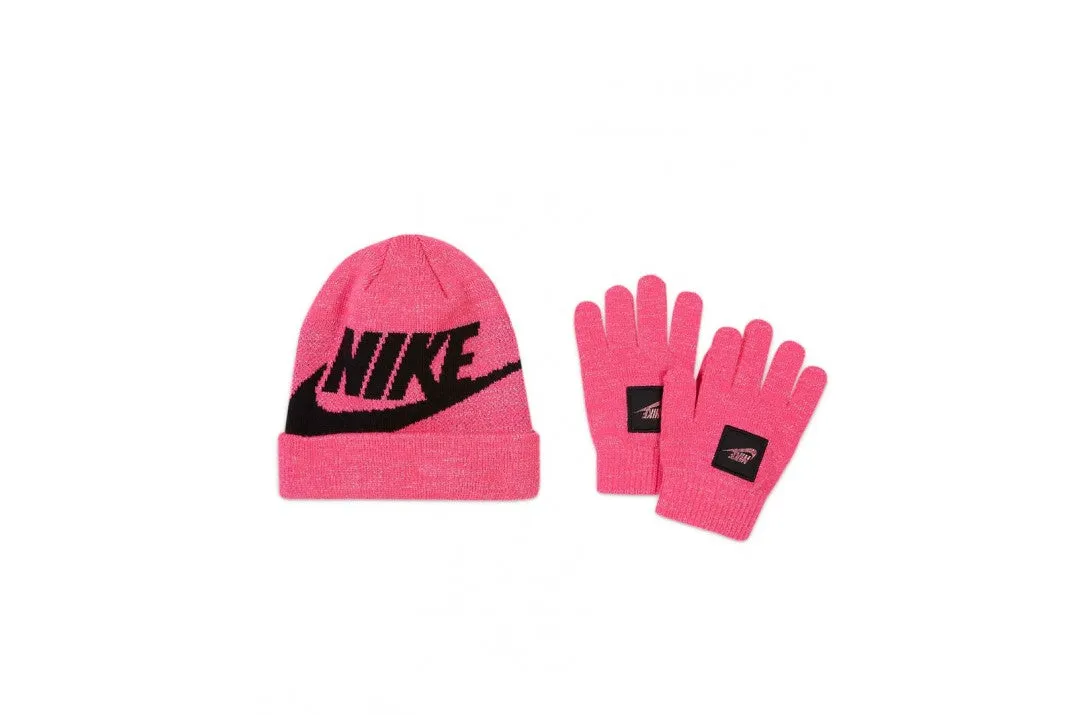 Kit Bonnet/ Gants Nike Futura Junior- Rose/Noir