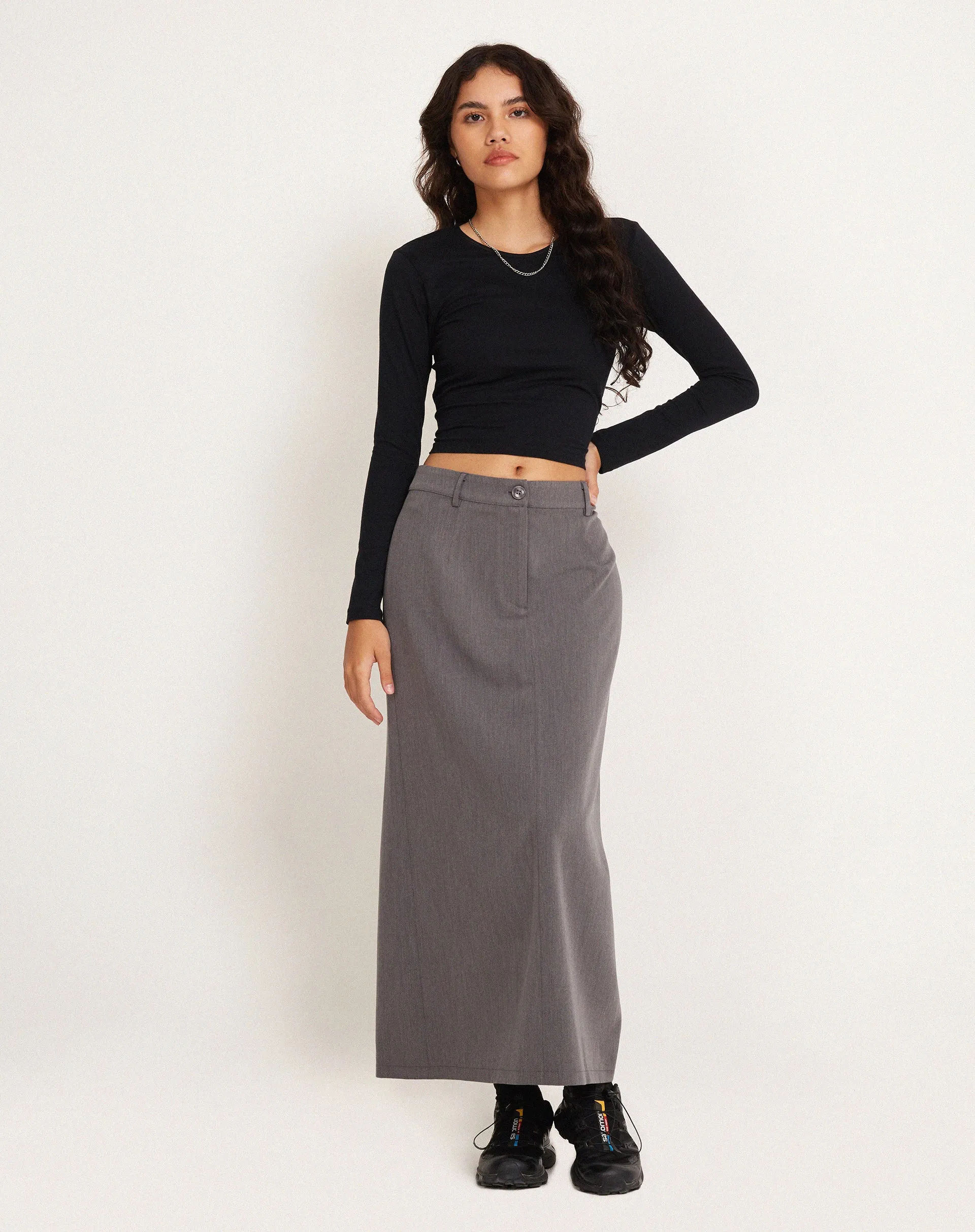 Lanula Midi Skirt in Tailoring Charcoal