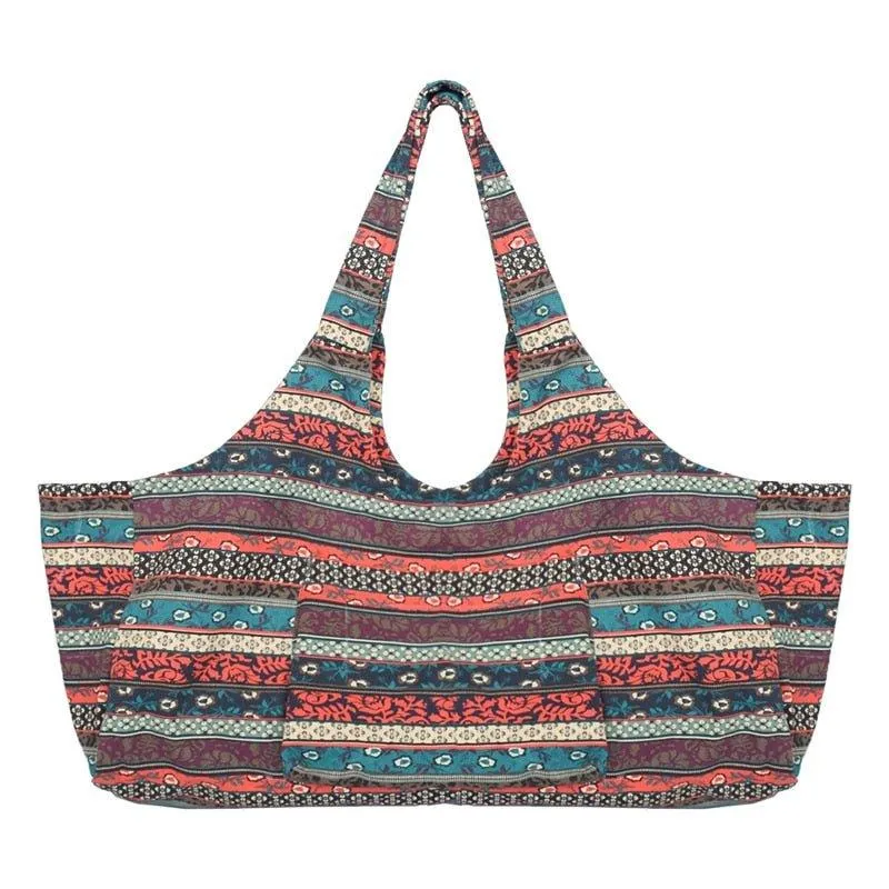 Large Bohemian Ethnic Style Print Canvas Yoga Bag