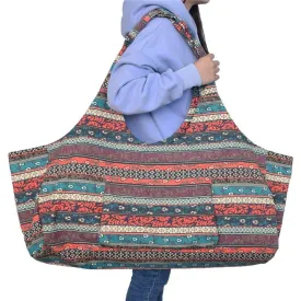 Large Bohemian Ethnic Style Print Canvas Yoga Bag