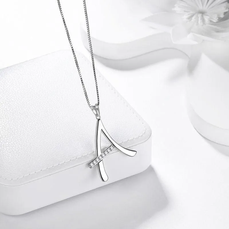 Letter Initial A Necklaces Pendant Women Girls Name Jewelry Gift 925 Sterling Silver