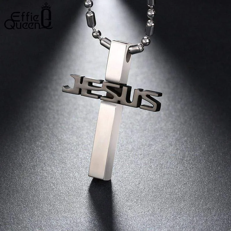 Men's Christian Necklace <br> Jesus Name (Black)