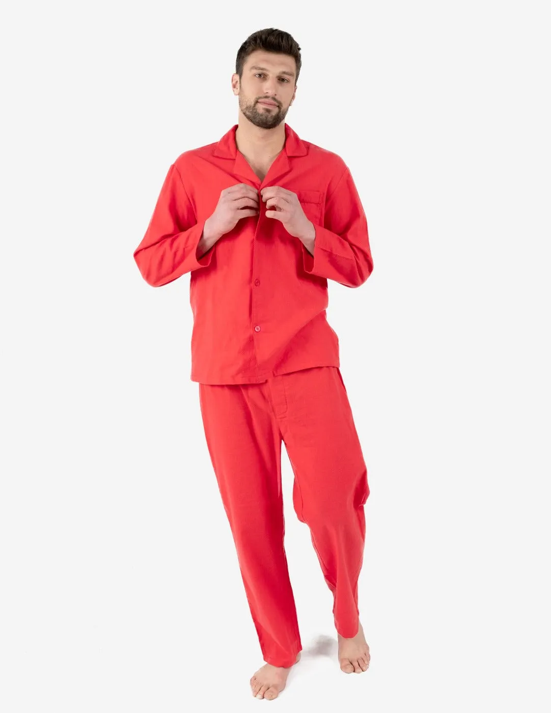 Men's Solid Color Flannel Pajamas