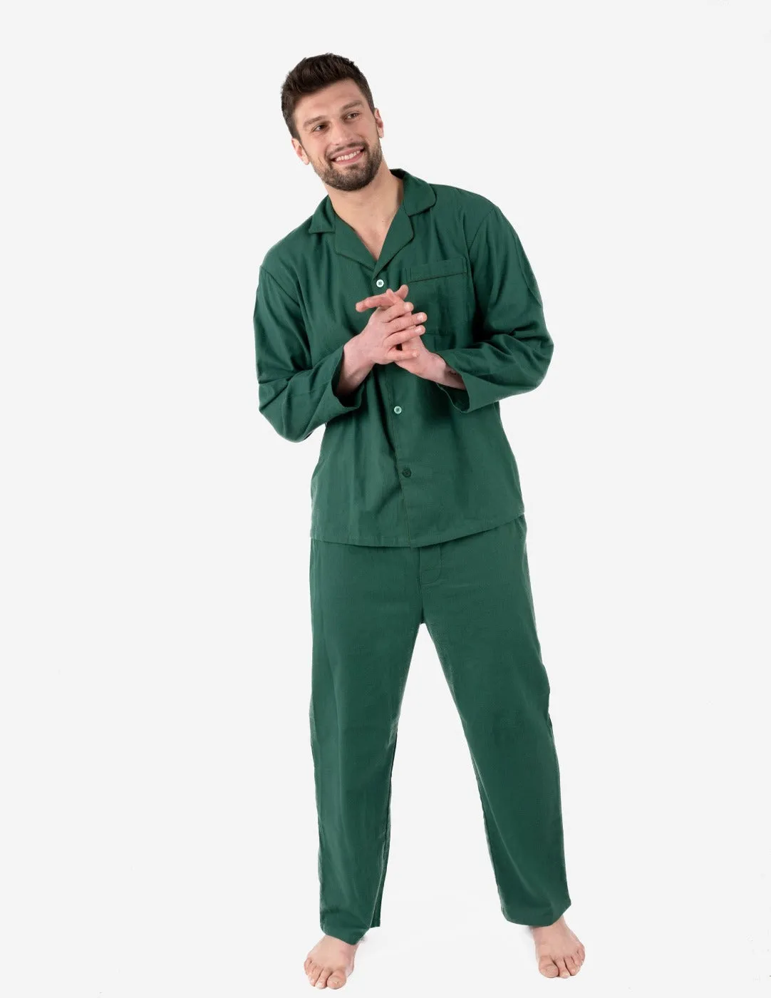 Men's Solid Color Flannel Pajamas