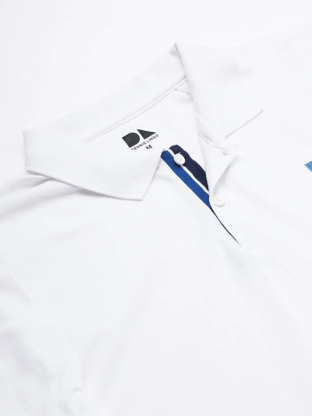 Men's White Solid Polo Collar T-Shirt