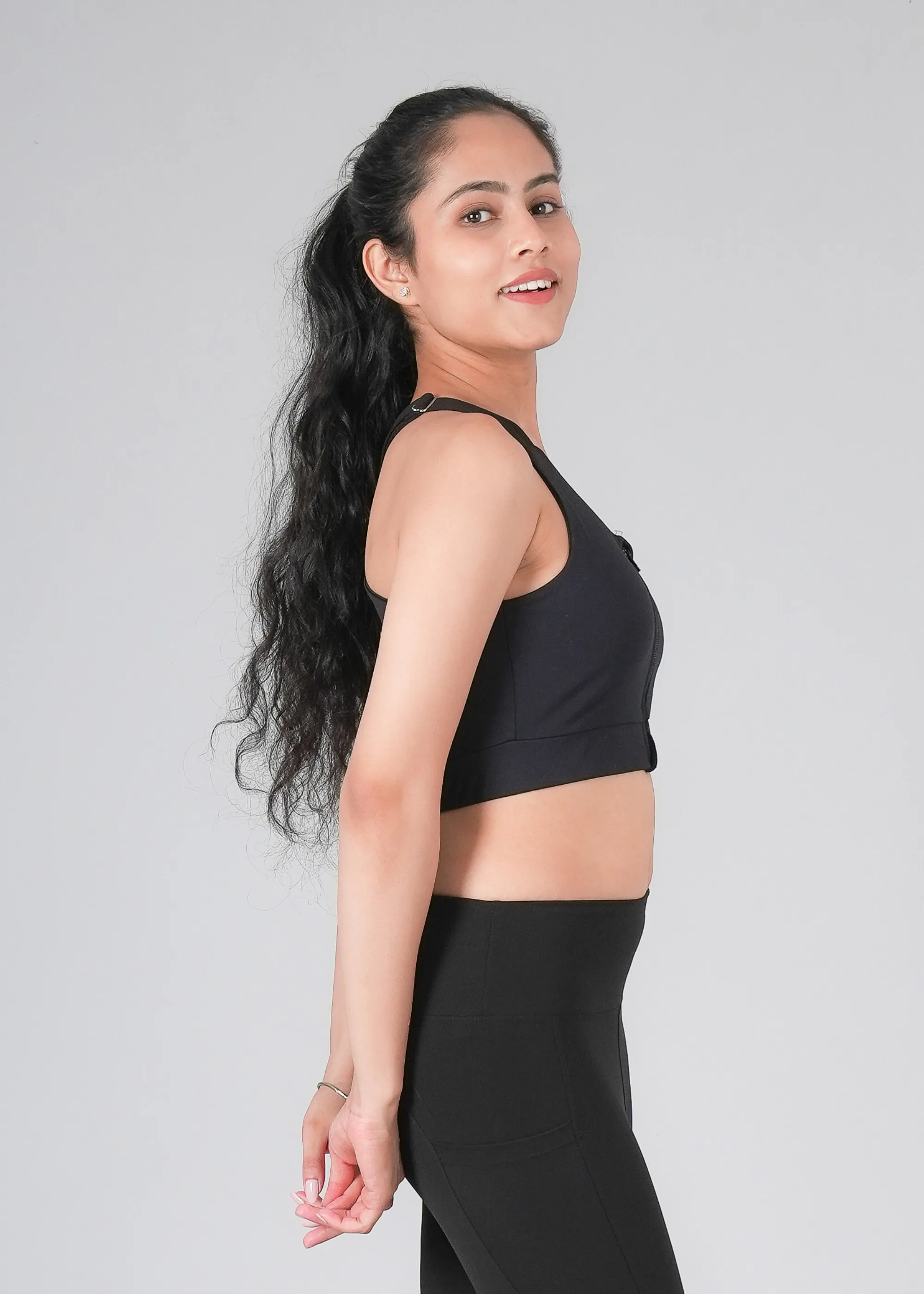 Mid Impact Zip Sports Bra