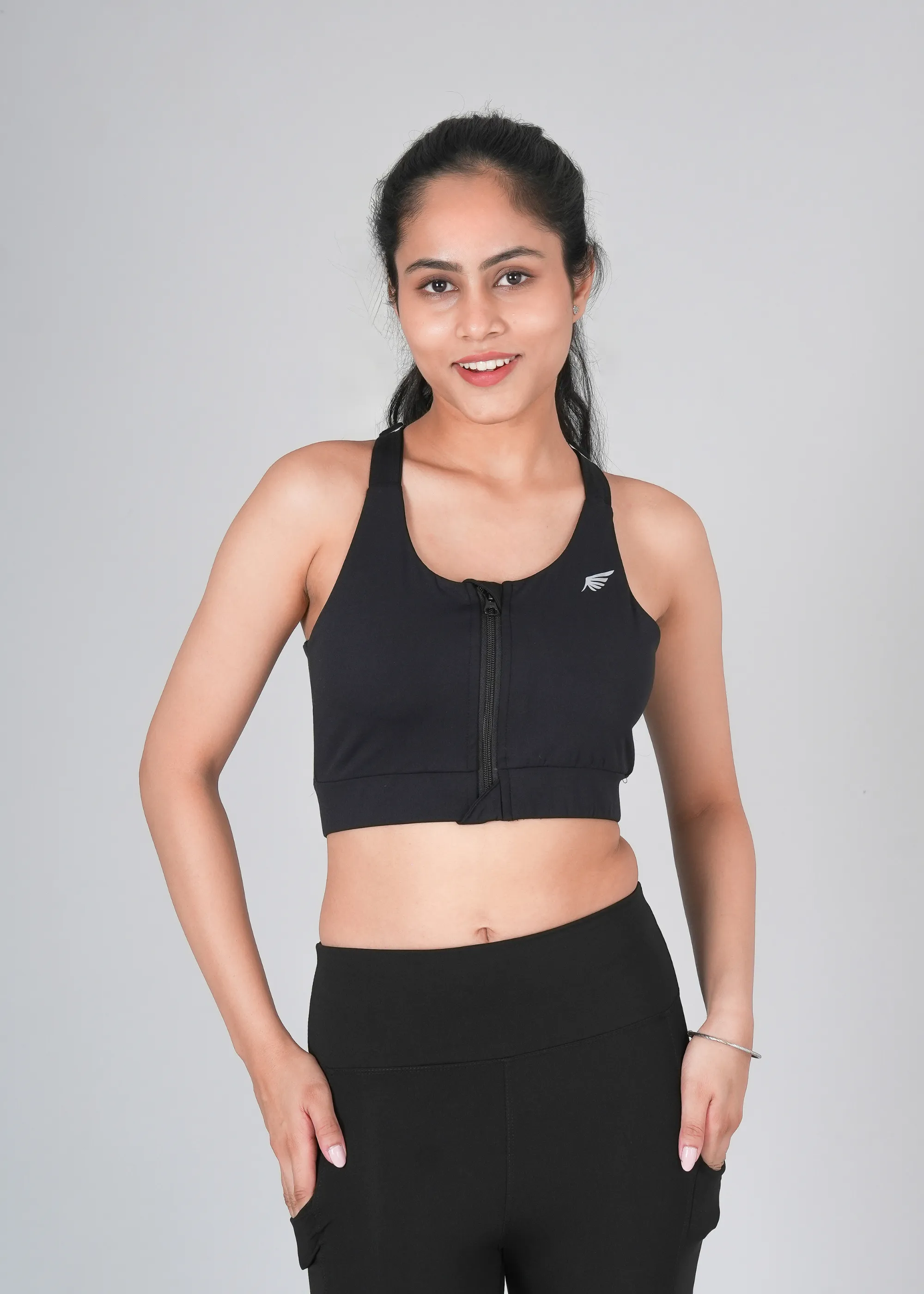 Mid Impact Zip Sports Bra