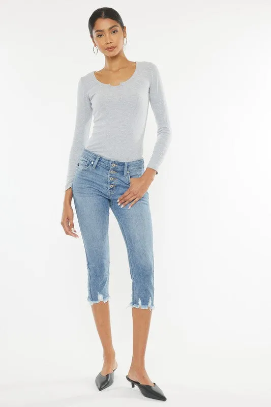 MID RISE CAPRI JEAN PANTS