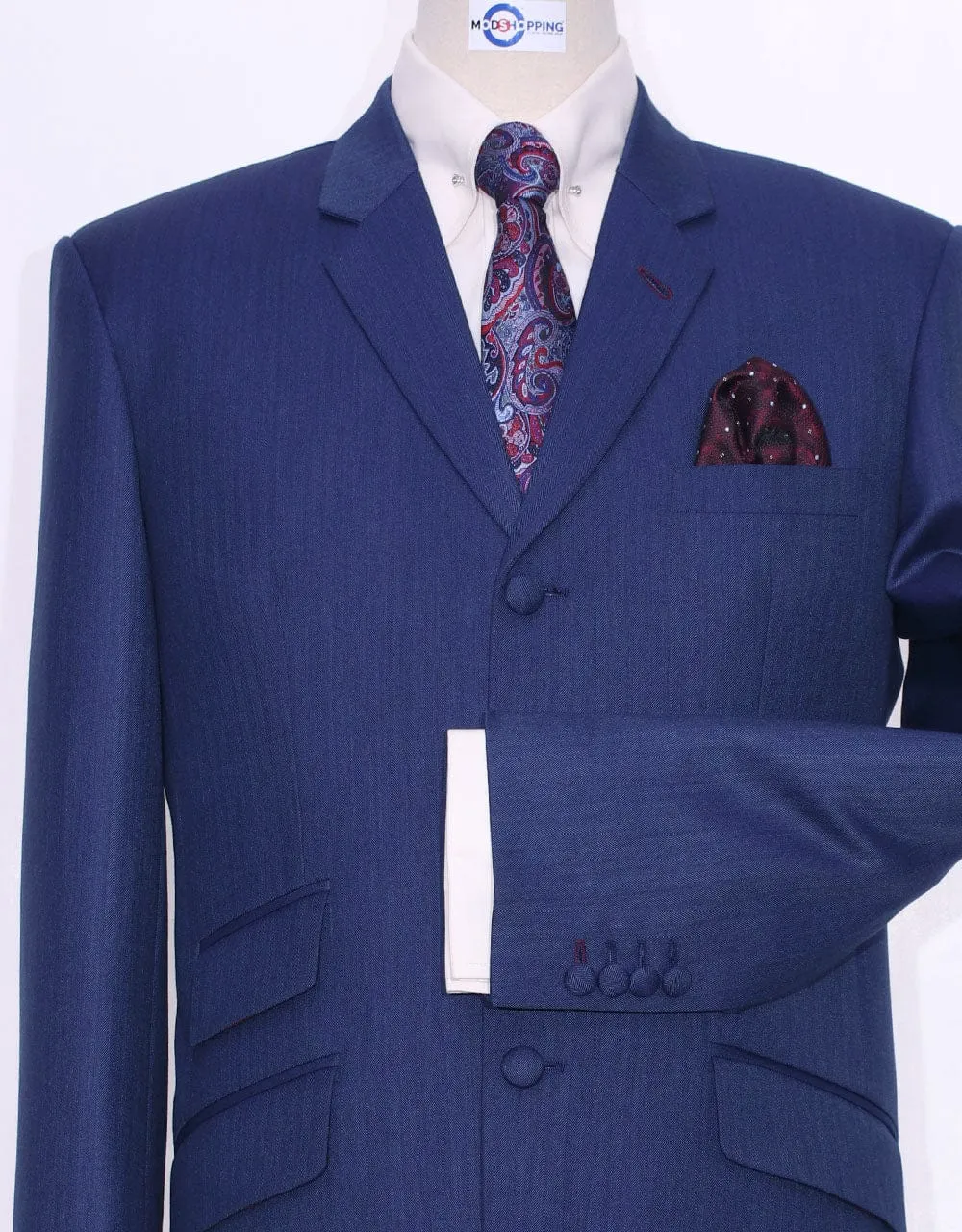 Midnight Blue Herringbone Suit