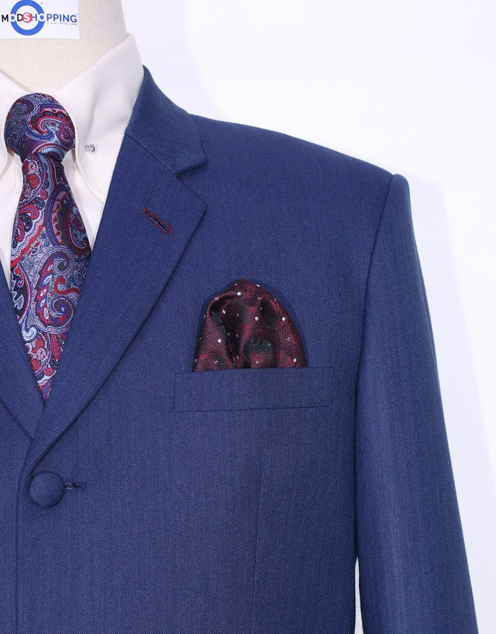 Midnight Blue Herringbone Suit